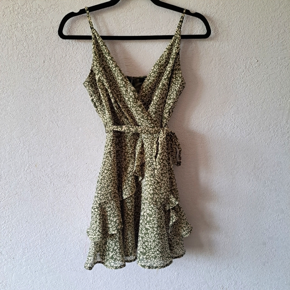Trixxi Floral Wrap Dress in Green
